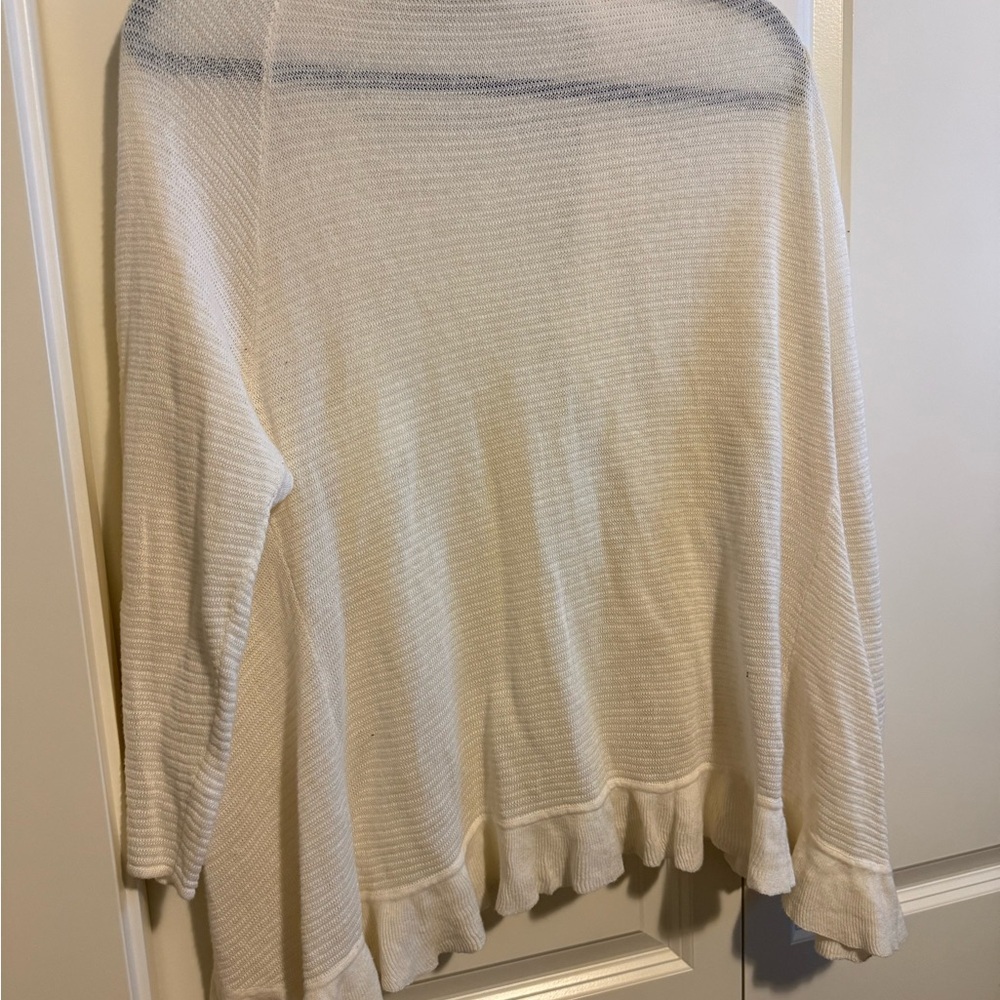 Chico's Cream Ruffled Cardigan - Picture 3 of 3